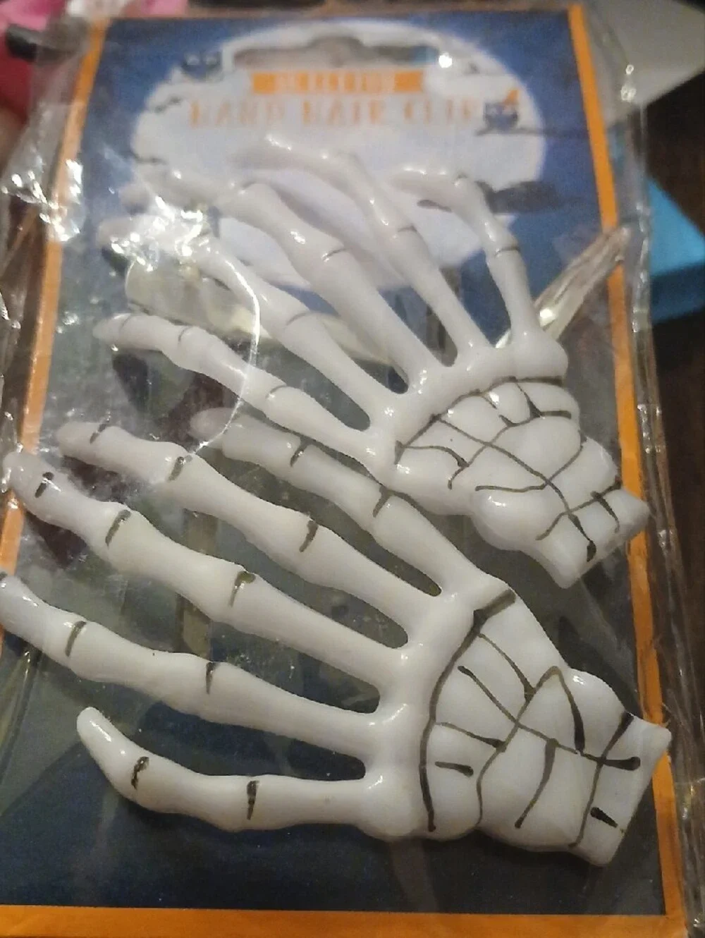 Skeleton Hand Hair Clips - White -